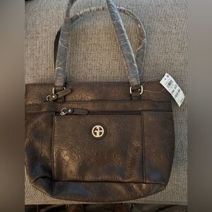 NWT Giani Bernini Pebbke PVC Chocolate Tote Bag Purse